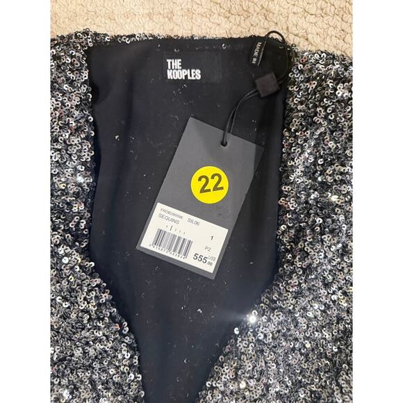 The Kooples Silver Sequin Wrap Mini Dress | FR 1 / US S - Picture 7 of 8